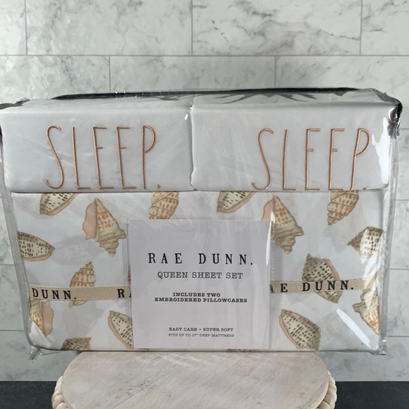 Rae Dunn Bedding Rae Dunn Sleep Queen Sheet Set With Embroidered
